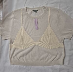 Wild Fable Cream Knit/Mesh Front & Back Sweater  NWT!